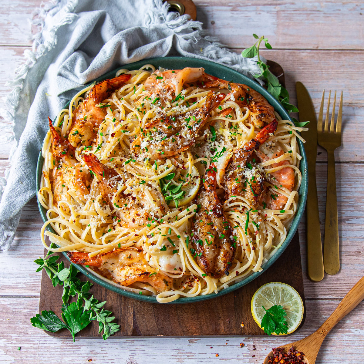 Herb and Garlic Shrimp Linguine in Lemon Butter Garlic Wine Sauce – Sealand Quality Foods