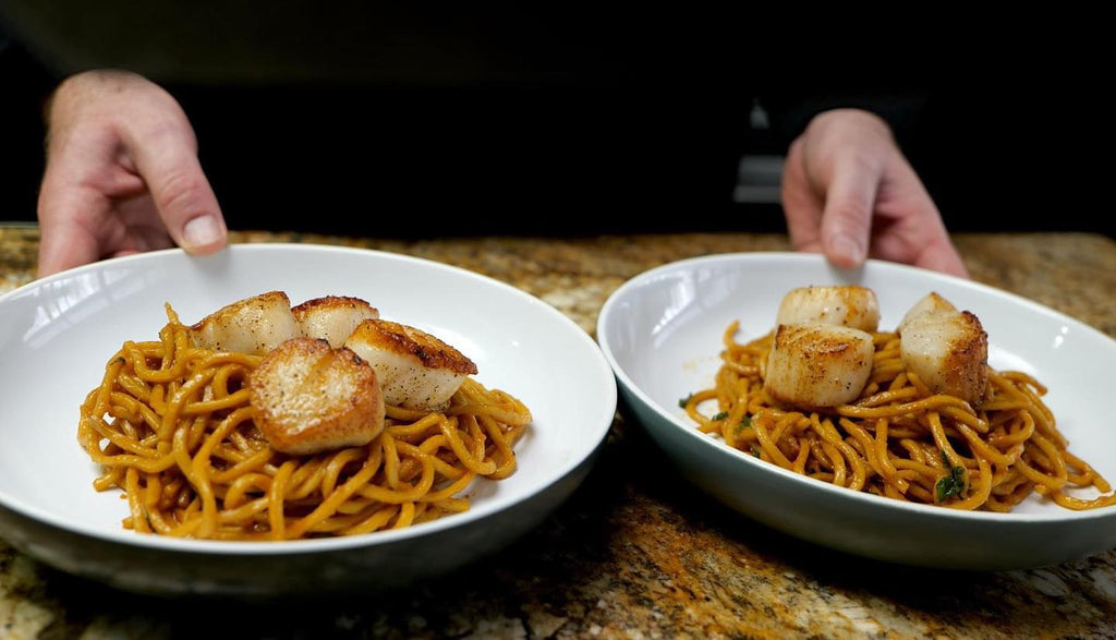 Scallops with Asian Garlic Noodles (Video)