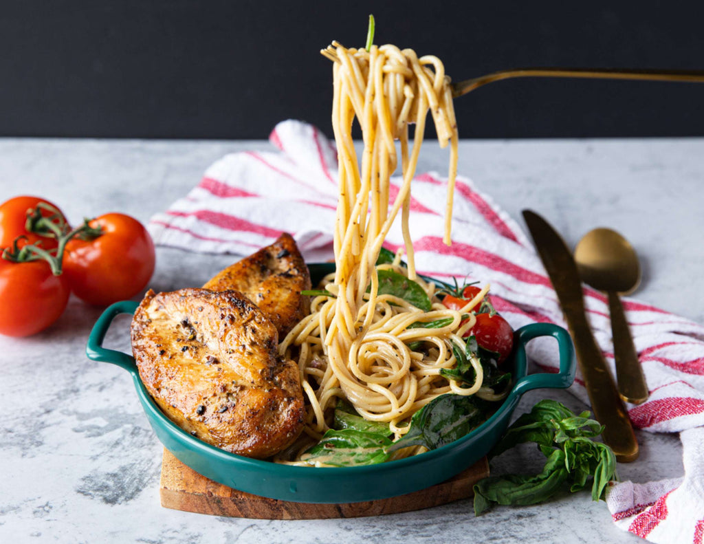 Sealand sesame ginger chicken in a bowl with noodles
