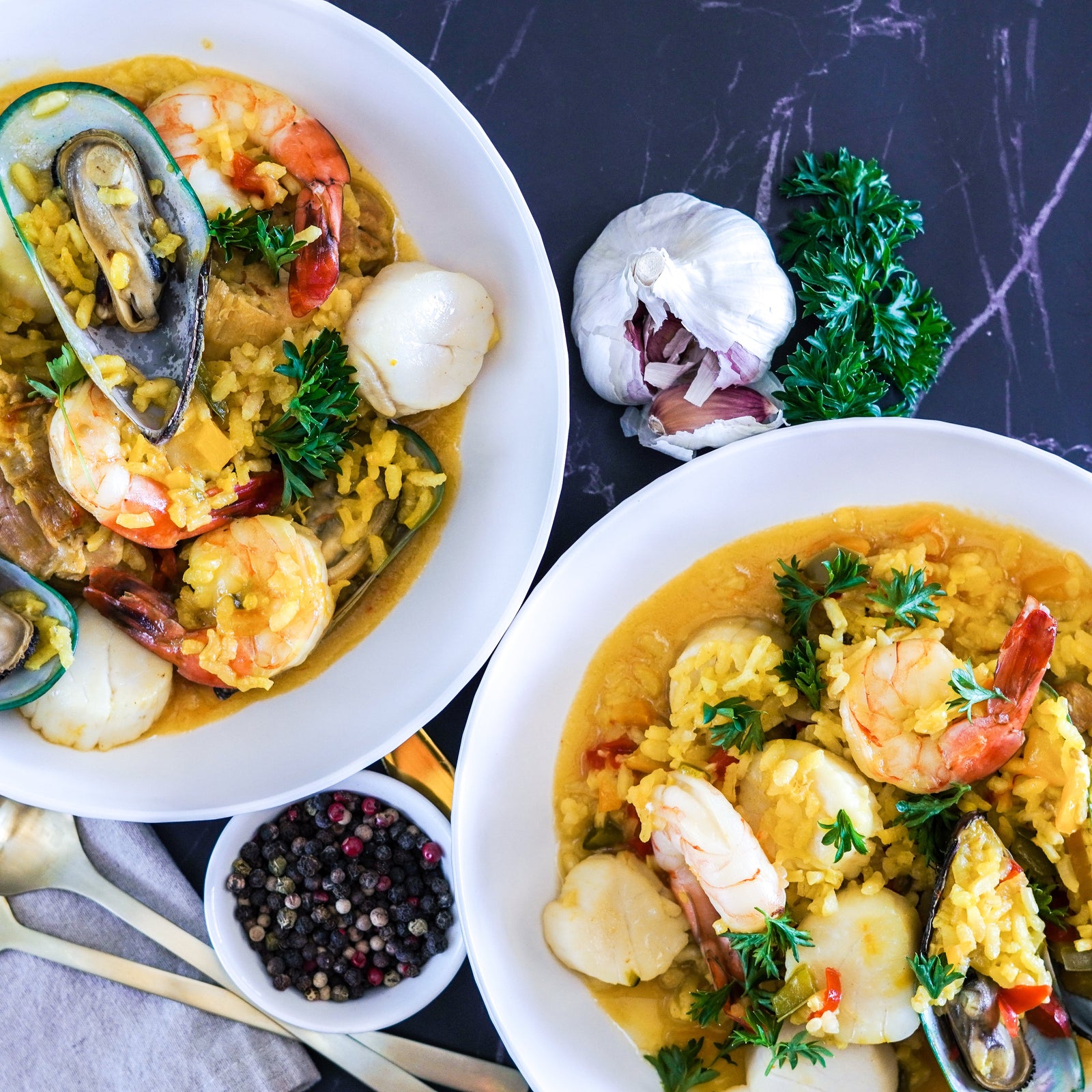 Seafood Paella With Scallops, Mussels, Shrimp & Chicken Thighs - Sealand Quality Foods