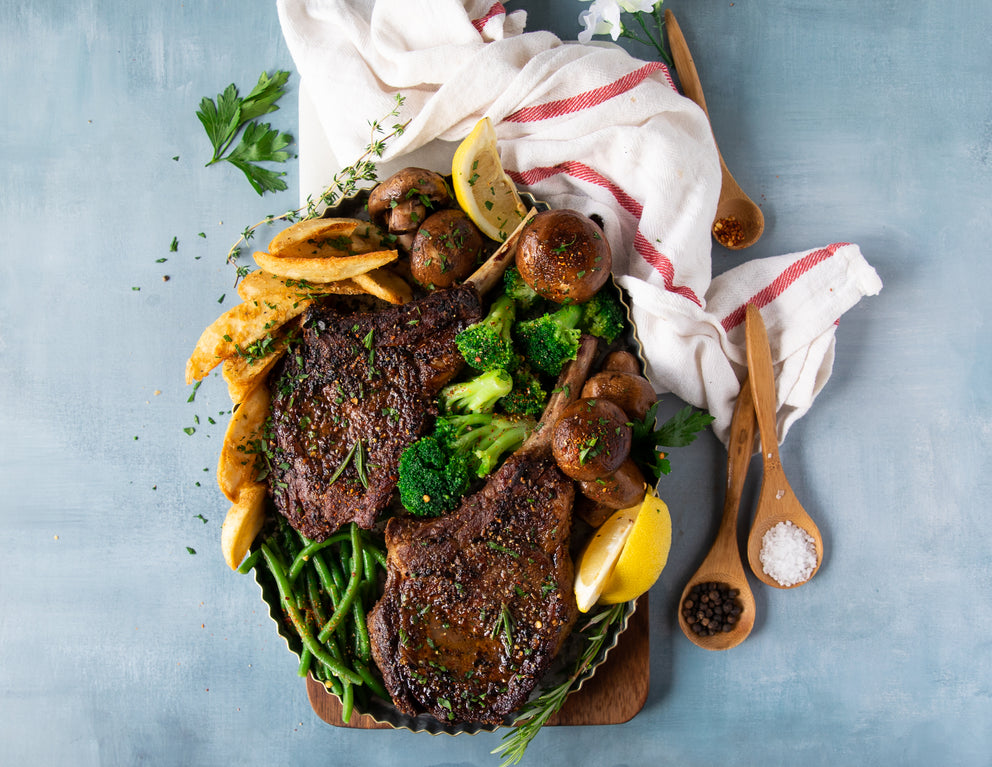 Sealand Quality Foods French Cut Grain Fed Veal Chops in Skillet with Fries