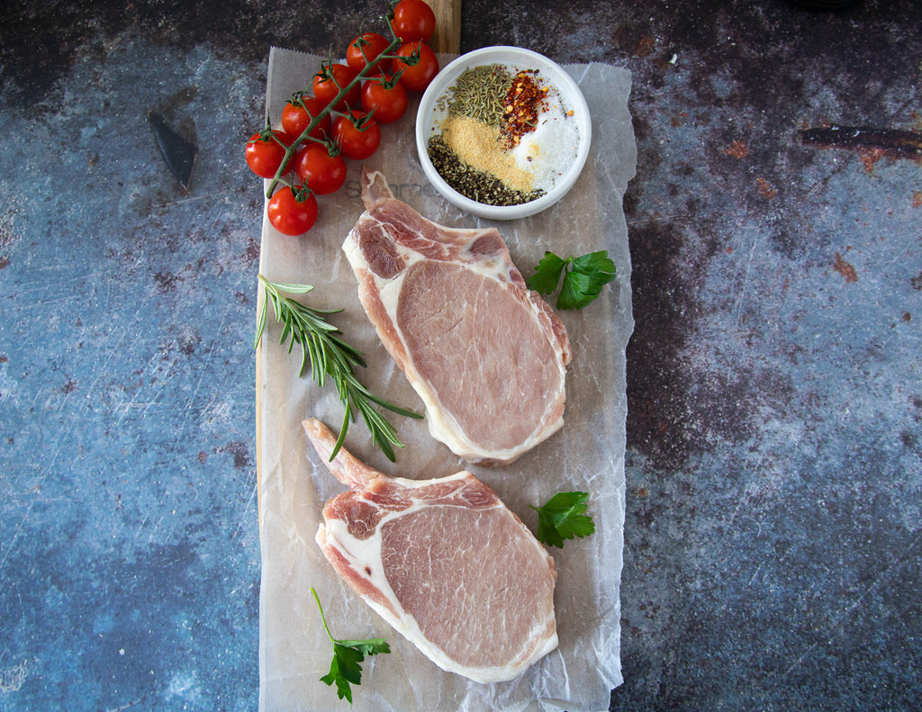 Two Raw French Cut Pork Chops from Sealand Quality Foods
