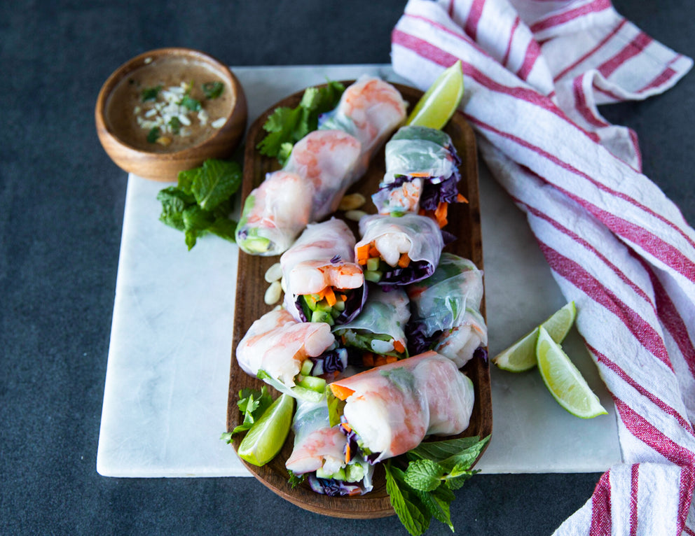 Sealand's Large Cooked Black Tigers Shrimp in Vegetable Spring Rolls