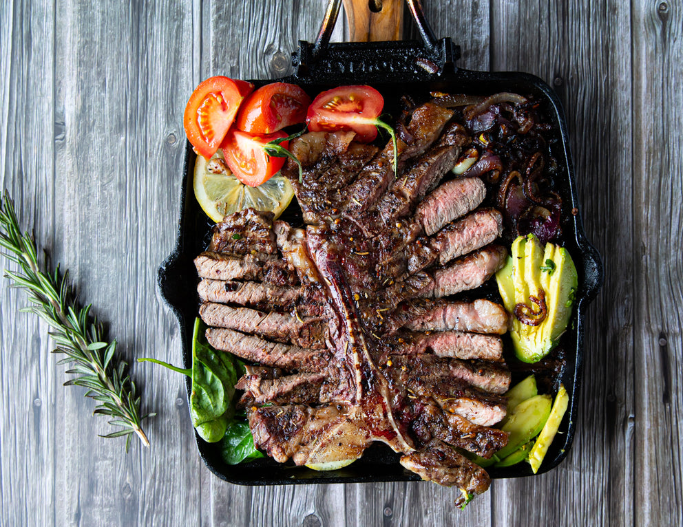 Sealand Quality Foods Premium Porterhouse Steak with Avocado in Skillet