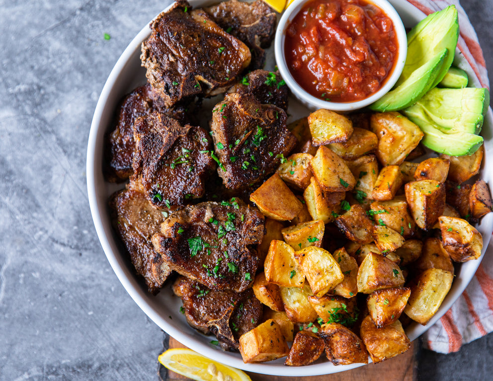 Sealand Quality Foods Stove Top Lamb Chops with Roasted Potatoes Avocado Salsa