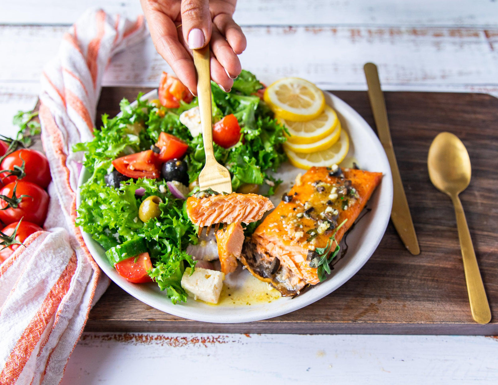 Sealand Greek Baked Salmon with fresh salad