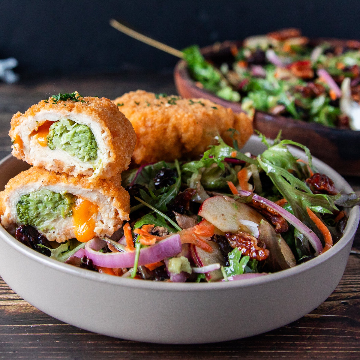 Chicken Broccoli Roulade with Apple Salad and Maple Vinaigrette ...