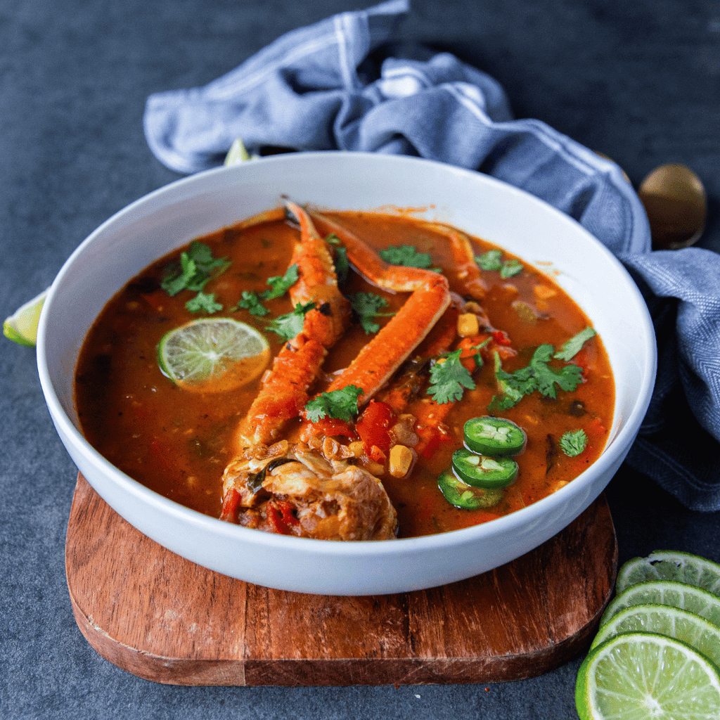 Spicy Caribbean Snow Crab Clusters Soup