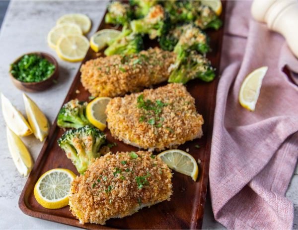 Crunchy Baked Cod With Parmesan Smashed Broccoli - Sealand Quality Foods