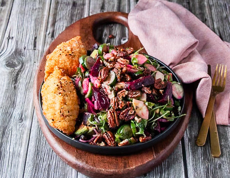 Brie Stuffed Chicken With Beet Salad & Candied Pecans