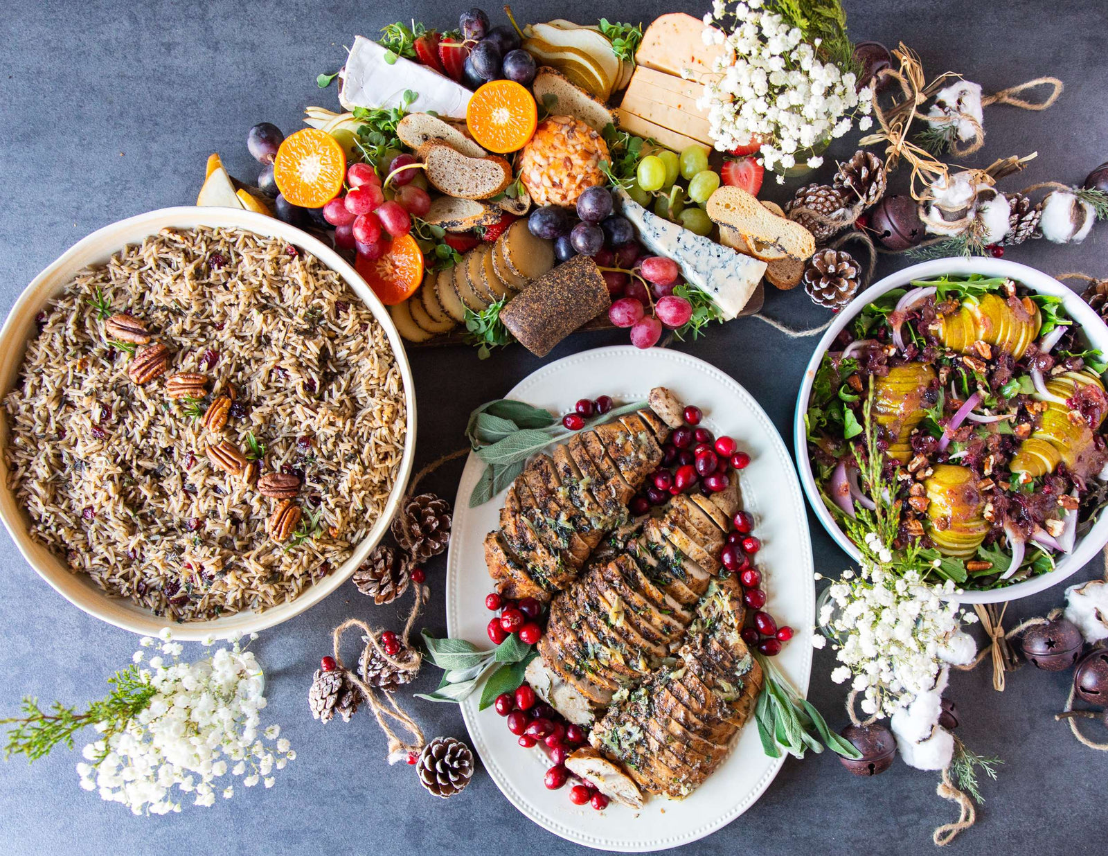 Sealand herb butter roast turkey tenderloin with sides