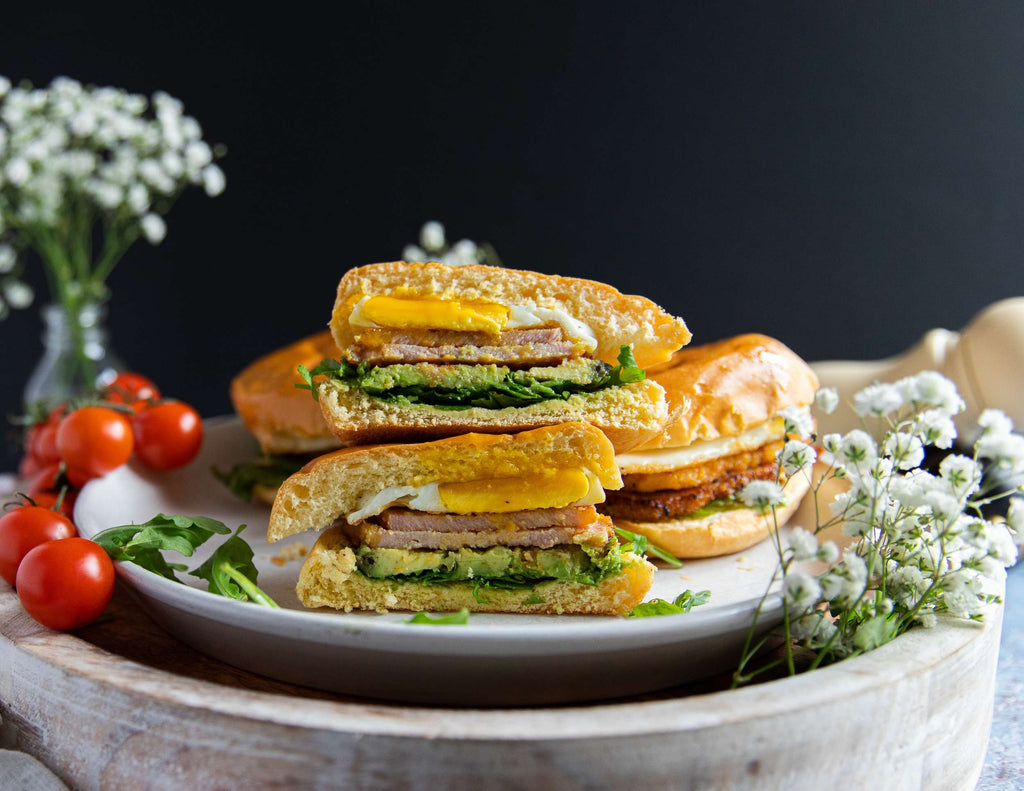 Sealand peameal bacon breakfast sandwiches with egg and avocado