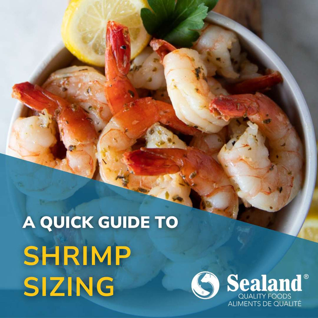 Sealand cooked shrimp in a bowl with fresh herbs and lemon