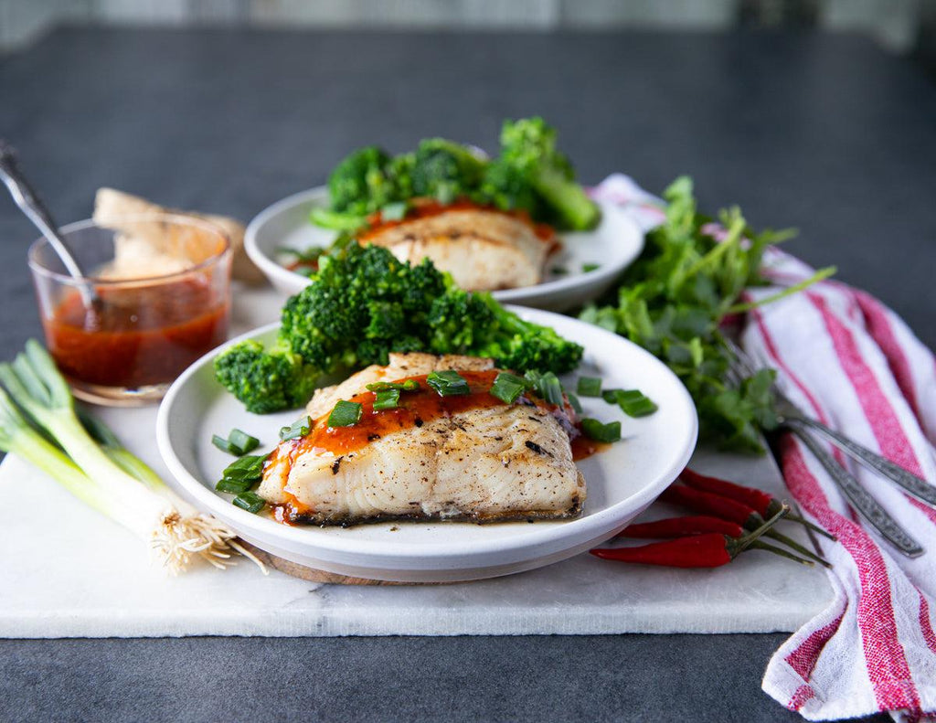Sealand Quality Foods Black Cod Fillets served with broccoli