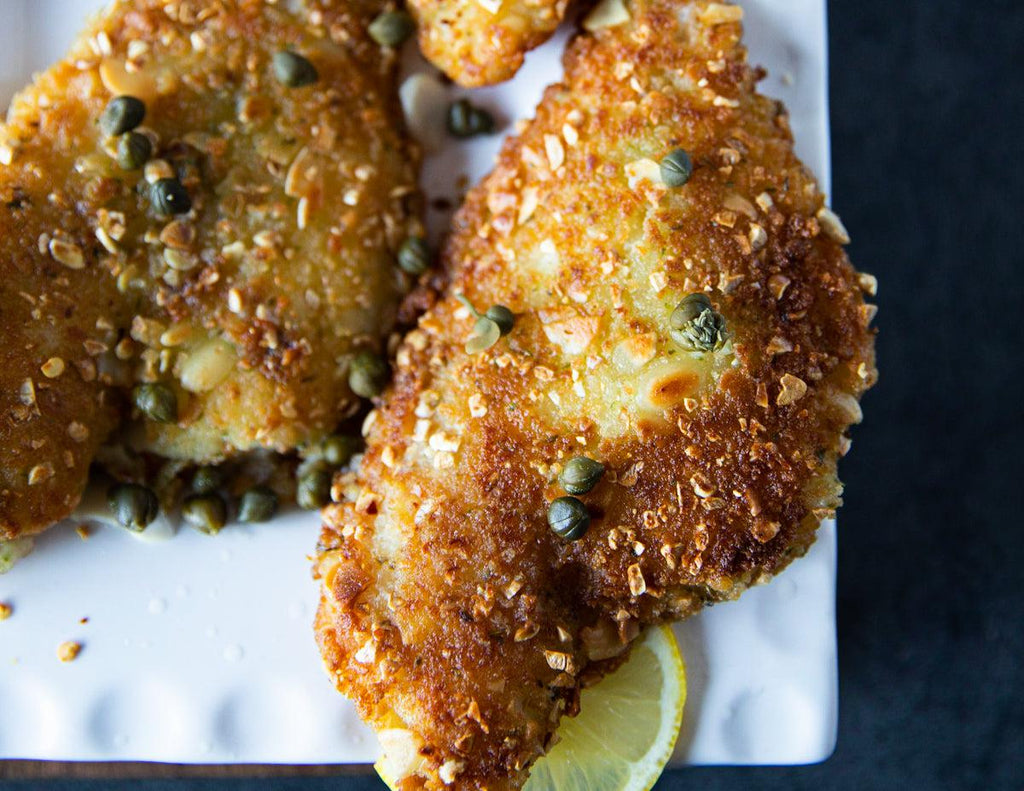 Sealand's Almond Crusted Sole Fillets sprinkled with capers and lemon.
