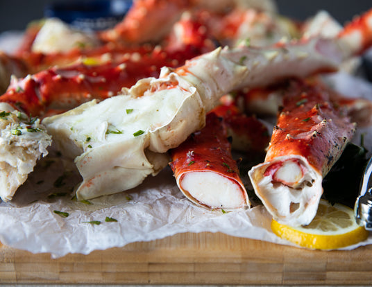 Close up of Sealand Quality Foods Alaskan Colossal King Crab Legs 