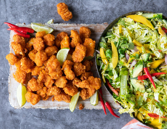 Sealand Quality Foods Firecracker Calamari Bites with Caribbean Mango Slaw