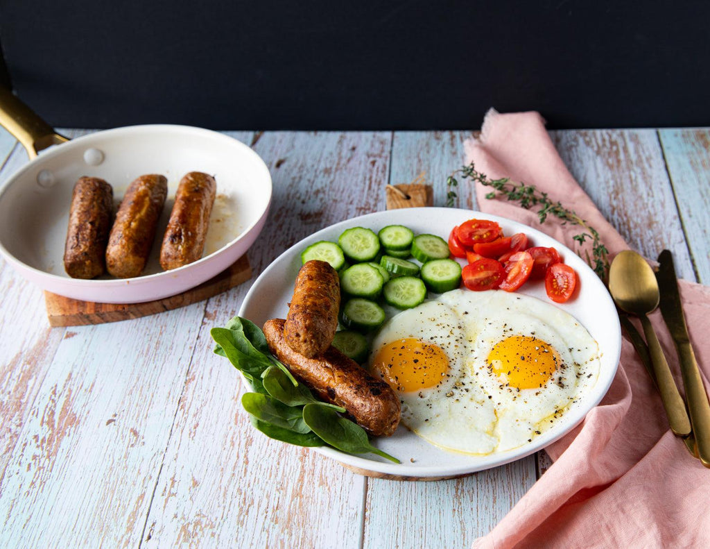 Sealand Quality Foods Gluten-Free Beyond Meat Vegan Sausages with Eggs and Fresh Vegetables