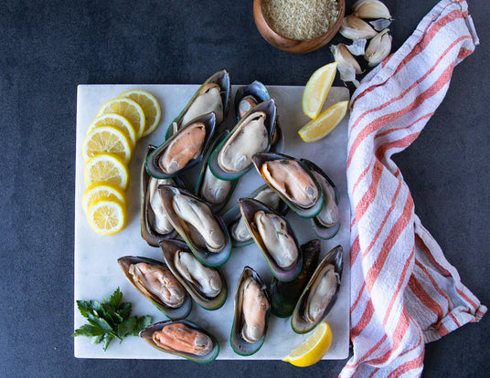 Sealand Quality Foods Frozen Green Lipped Mussels on a Board