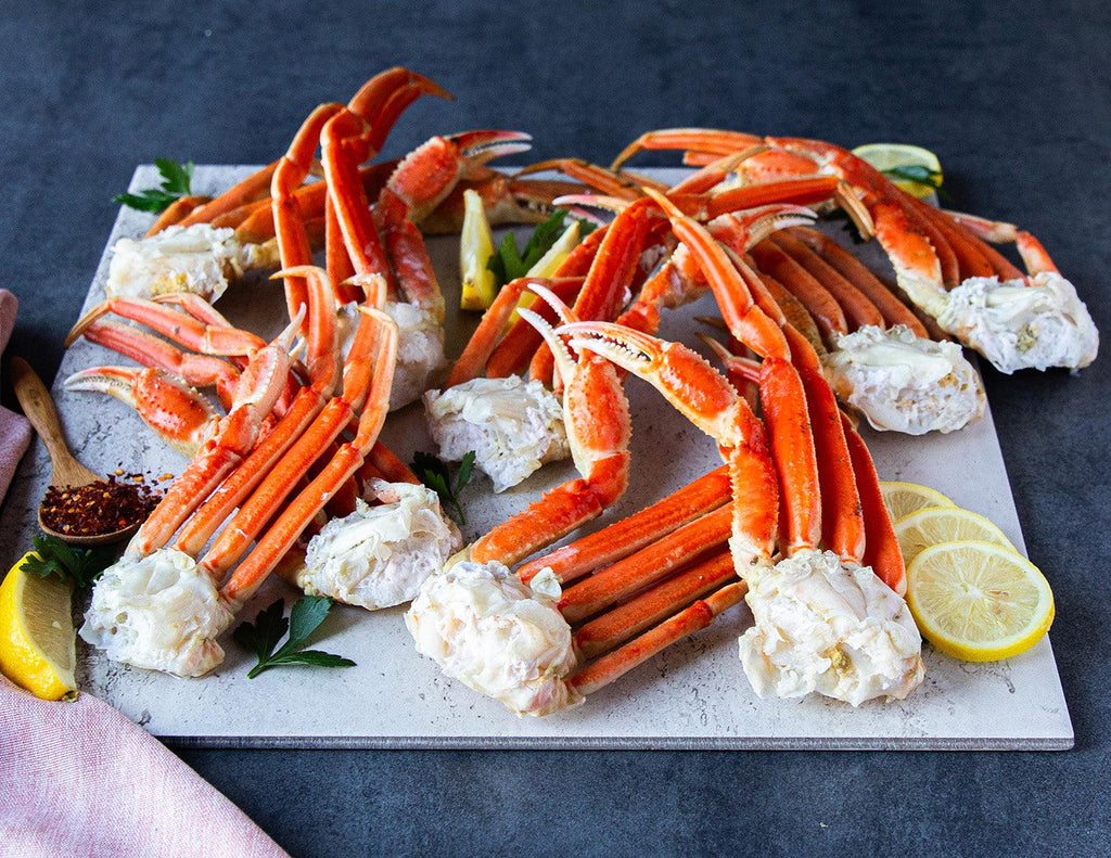 Sealand's Greenland Snow Crab Clusters cooked with lemon slices and chili flakes.
