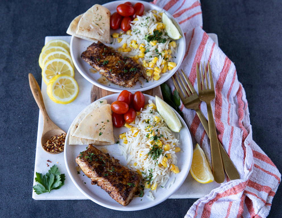 Sealand Quality Foods Haddock Loins with Mexican Rice Tortilla Corn Tomatoes