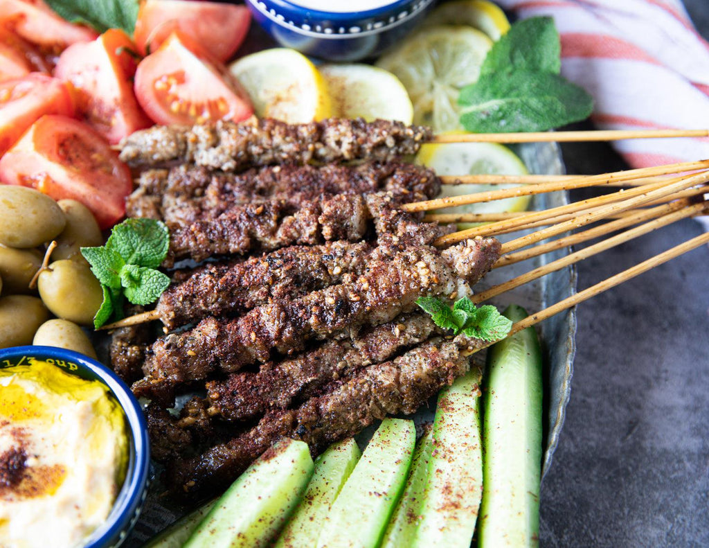 Close up view of Sealand Quality Foods' skewered Lamb Spiedini.
