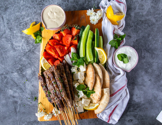 Sealand's Lamb Spiedini in Mediterranean Lamb Platter with Tahini Sauce