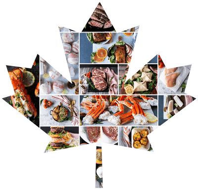 Canadian Food Collage in Maple Leaf Shape