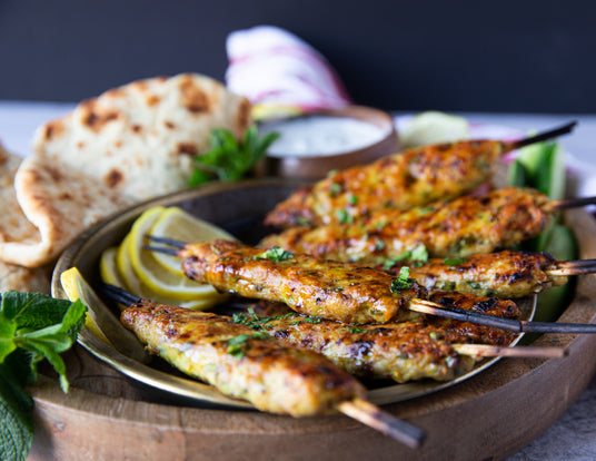 Sealand's Lean Ground Chicken Made Into Chicken Skewers with Pita Bread