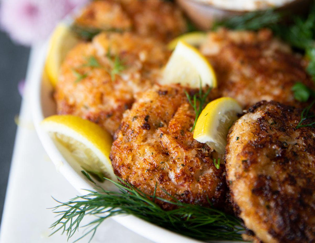 Sealand Quality Foods' Lobster Seafood Cakes with lemon and dill.