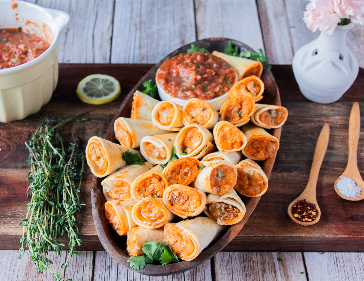 Wild Mushroom Tartlets & Buffalo Chicken Quesadilla Trumpets