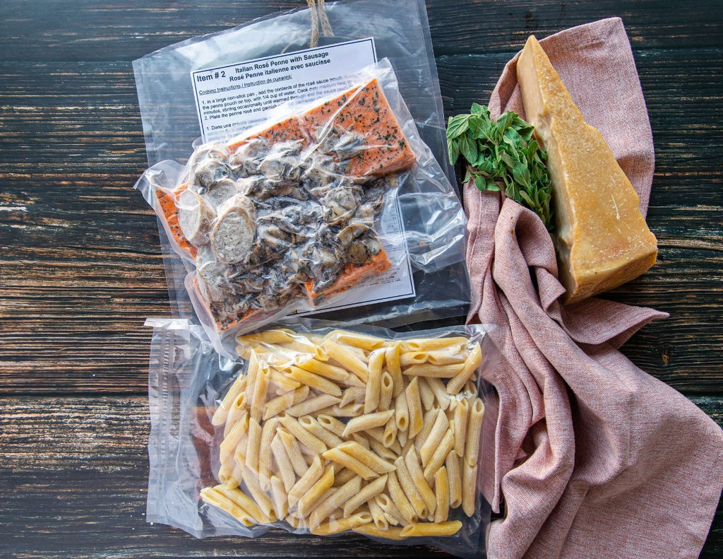 Sealand Quality Foods' Ready In Minutes Italian rose penne with sausage meal packaged.