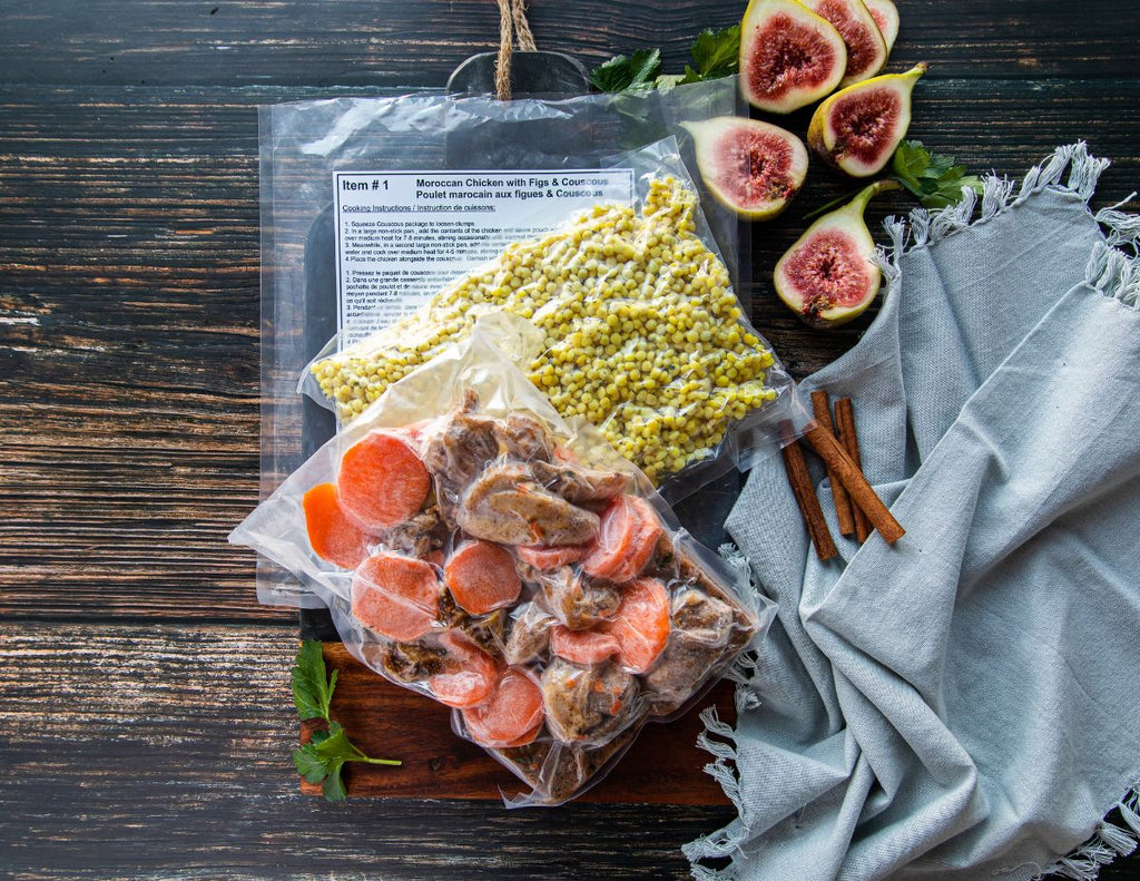 Sealand Quality Foods' Ready in Minutes Moroccan chicken with figs and couscous meal packaged.
