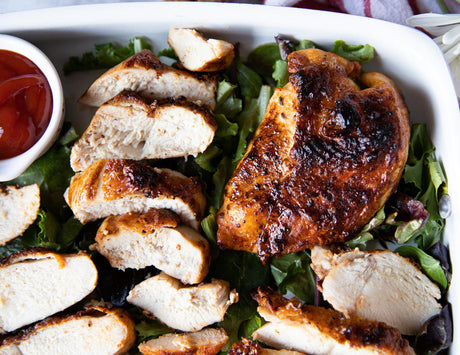 Seasoned Skin On BBQ Chicken Breasts