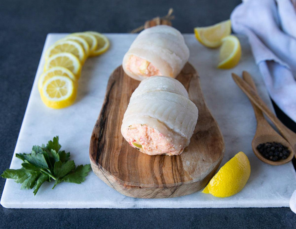 Raw Stuffed Orange Roughy Fillets from Sealand Quality Foods.