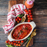 Breaded Veal Parmesan in Tomato Sauce