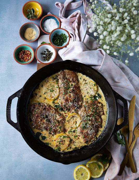 Sealand Quality Foods Veal Scallopini Piccatta Cooking in Sauce