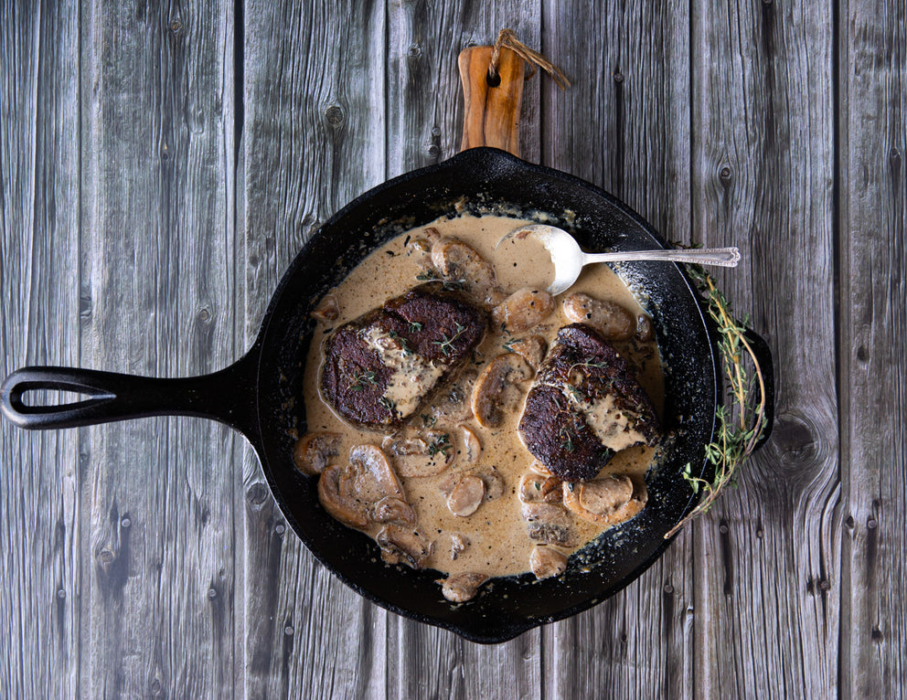 Sealand's Halal Wagyu Tenderloin Steaks Cooked with Mushrooms in Gravy