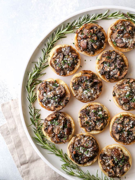 Wild Mushroom Tartlets & Buffalo Chicken Quesadilla Trumpets