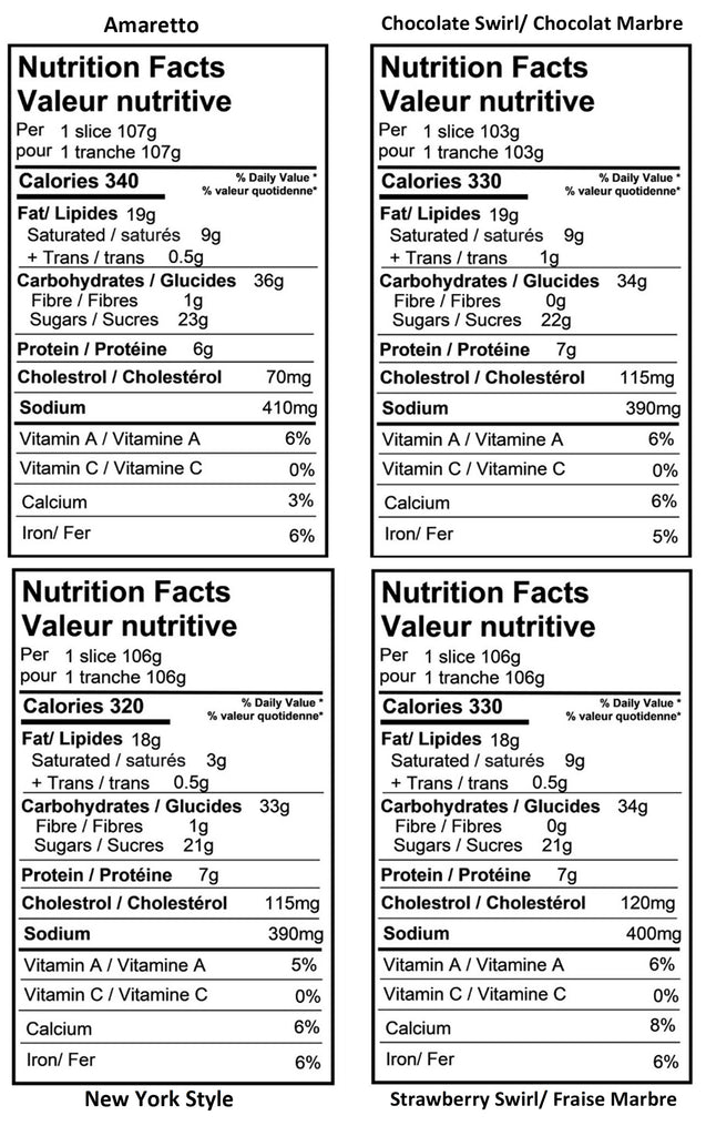 Assorted Cheesecakes nutrition facts